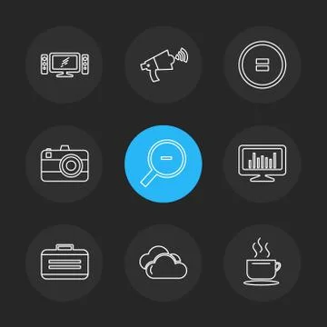 Multimedia , camera , user interface  , technology , summer , drink ,  food , Illustrazione stock