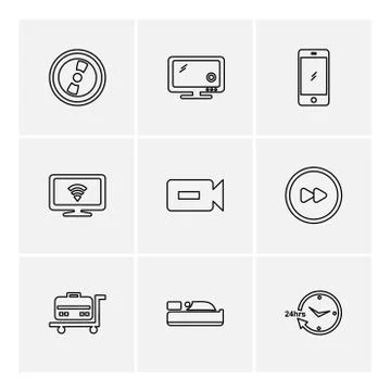 Multimedia , camera , user interface  , technology , summer , drink ,  food , Stock Illustration