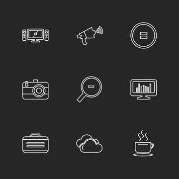 Multimedia , camera , user interface  , technology , summer , drink ,  food , Illustrazione stock