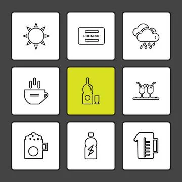 Multimedia , camera , user interface  , technology , summer , drink ,  food , Illustrazione stock