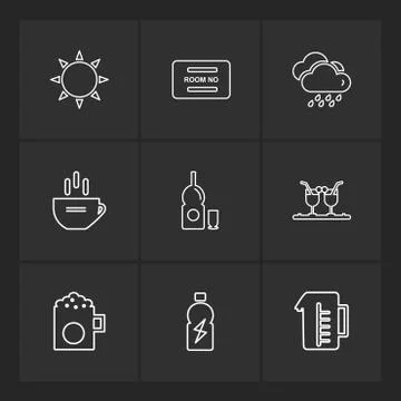 Multimedia , camera , user interface  , technology , summer , drink ,  food , Stock Illustration