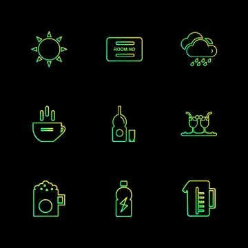 Multimedia , camera , user interface  , technology , summer , drink ,  food , Illustrazione stock