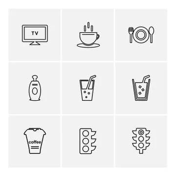 Multimedia , camera , user interface  , technology , summer , drink ,  food , Stock Illustration