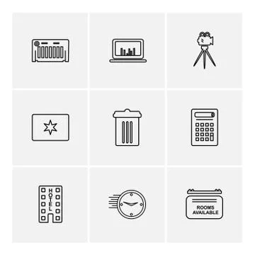 Multimedia , camera , user interface  , technology , summer , drink ,  food , Stock Illustration