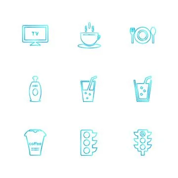 Multimedia , camera , user interface  , technology , summer , drink ,  food , Stock Illustration