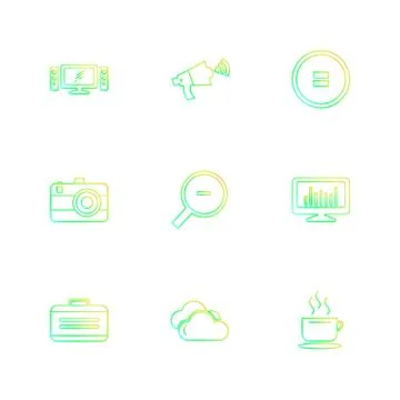 Multimedia , camera , user interface  , technology , summer , drink ,  food , Illustrazione stock