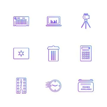 Multimedia , camera , user interface  , technology , summer , drink ,  food , Stock Illustration