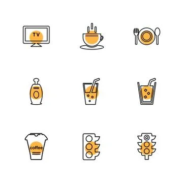 Multimedia , camera , user interface  , technology , summer , drink ,  food , Stock Illustration