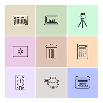 Multimedia , camera , user interface  , technology , summer , drink ,  food , Stock Illustration