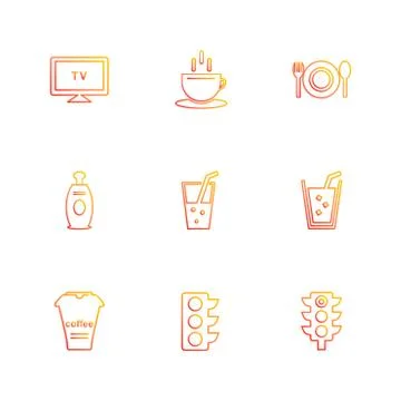 Multimedia , camera , user interface  , technology , summer , drink ,  food , Stock Illustration