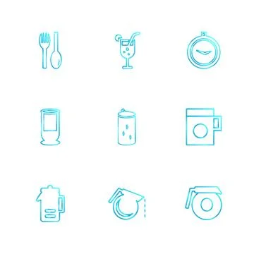 Multimedia , camera , user interface  , technology , summer , drink ,  food , Stock Illustration