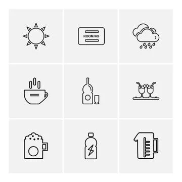 Multimedia , camera , user interface  , technology , summer , drink ,  food , Stock Illustration