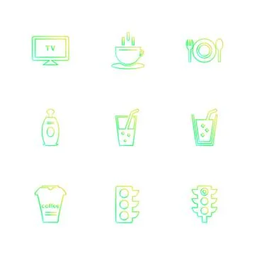 Multimedia , camera , user interface  , technology , summer , drink ,  food , Illustrazione stock