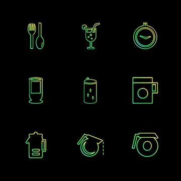 Multimedia , camera , user interface  , technology , summer , drink ,  food , Stock Illustration