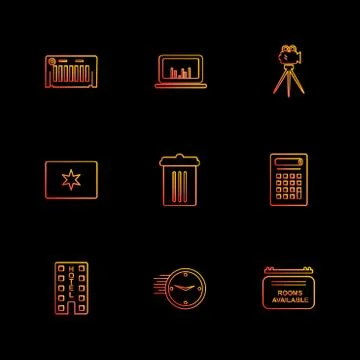 Multimedia , camera , user interface  , technology , summer , drink ,  food , Stock Illustration