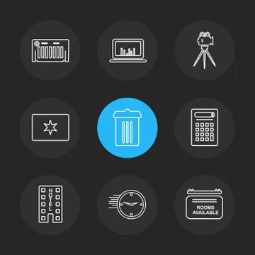 Multimedia , camera , user interface  , technology , summer , drink ,  food , Stock Illustration