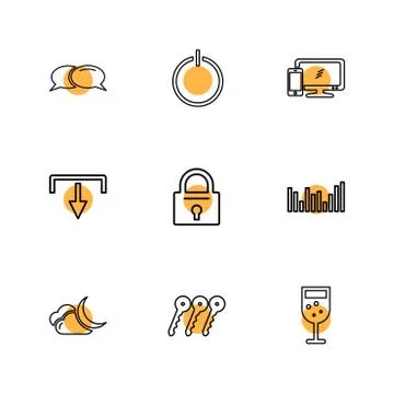 Multimedia , camera , user interface  , technology , summer , drink ,  food , Stock Illustration