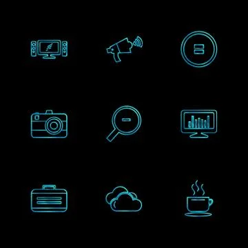 Multimedia , camera , user interface  , technology , summer , drink ,  food , Stock Illustration