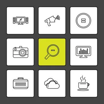 Multimedia , camera , user interface  , technology , summer , drink ,  food , Stock Illustration