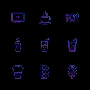 Multimedia , camera , user interface  , technology , summer , drink ,  food , Stock Illustration