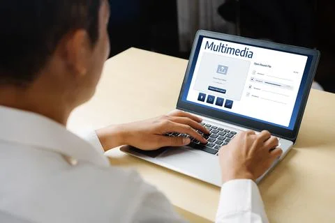 Multimedia cloud computing storage for uploading and store files online snugly Foto stock