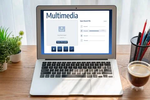 Multimedia cloud computing storage for uploading and store files online snugly Foto stock