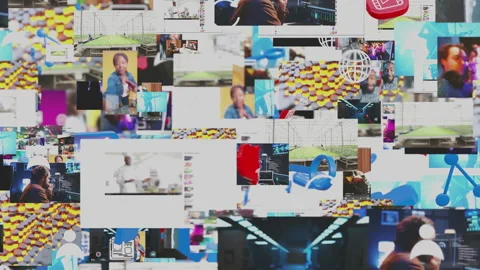 Multimedia collage of social media content videos Stock Footage 323146292
