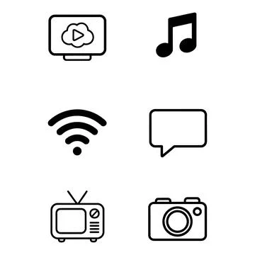Multimedia &amp; Communication Line Icons Set Stock Illustration