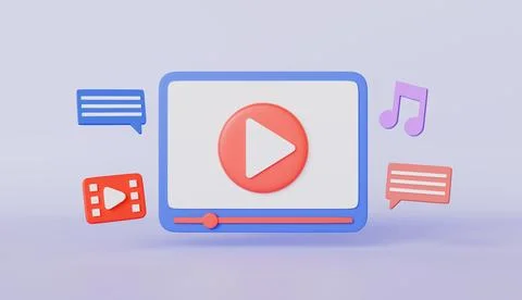 Multimedia content browse video audio play button, Entertainment digital Illustrazione stock