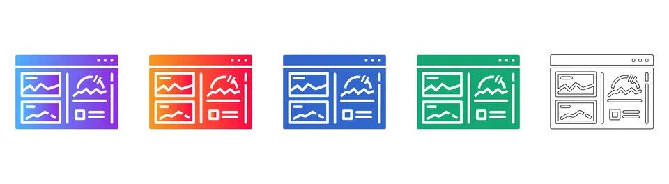 Multimedia Content Dashboard Icons Stock Illustration