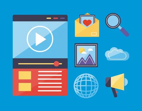Multimedia content icons Stock Illustration