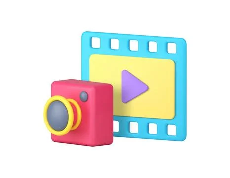 Multimedia content photo video camera player blog vlog social media streami.. Stock Illustration