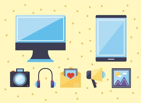 Multimedia content symbols Stock Illustration