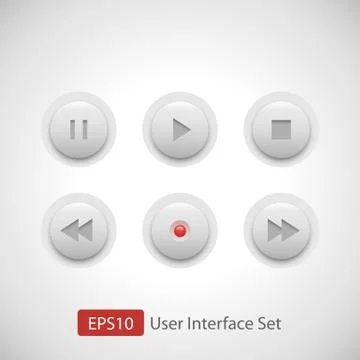 Multimedia Control Button Set Stock Illustration