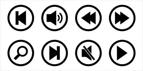 Multimedia Control Circle Icons Pack Stock Illustration