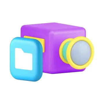 Multimedia data folder archive storage photo video cloud 3d icon realistic ve Stock Illustration