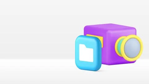 Multimedia data folder archive storage photo video cloud banner copy space ve Stock Illustration