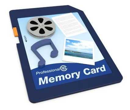 Multimedia data on a memory card Stock Illustration