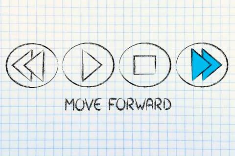 Multimedia device button set with FORWARD button activated Stock Illustration