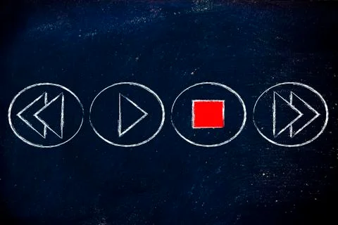 Multimedia device button set with STOP button activated Stock Illustration
