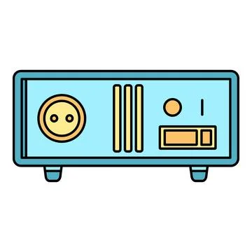 Multimedia device with power outlet and control buttons Stock Illustration