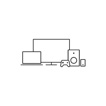 Multimedia devices, linear vector icons Stock Illustration