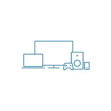Multimedia devices, vector linear icons Stock Illustration