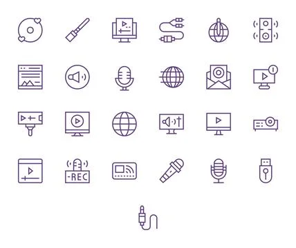 Multimedia Exclusive Vector Set featuring 25 Regular Line Grid Fitted High .. Stock Illustration