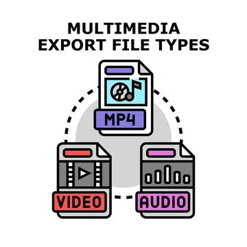 Multimedia export file types concept illustration Stock Illustration