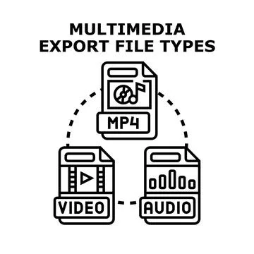 Multimedia export file types concept illustration 스톡 일러스트