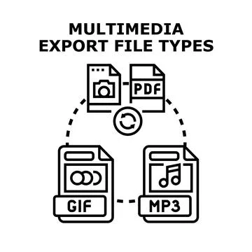 Multimedia export file types concept illustration 스톡 일러스트