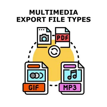 Multimedia export file types concept illustration 스톡 일러스트