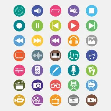 Multimedia Flat  Icons on background Stock Illustration