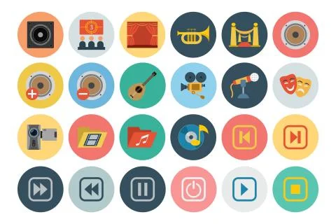 Multimedia Flat Icons Collection Stock Illustration